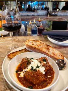 Happy Hour Meatballs and Ciabatta from Hearsay, in Phoenix, Arizona.