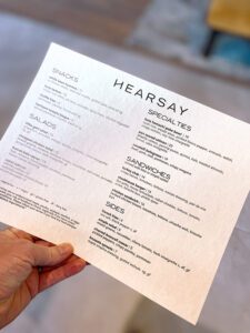 Full Menu from Hearsay in Phoenix
