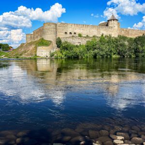 Narva Castle straddling Estonia and Russia