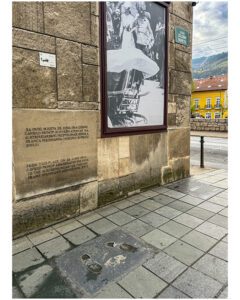 Footprint monument where Gavrilo Princip shot Archduke Franz Ferdinand from in Sarajevo