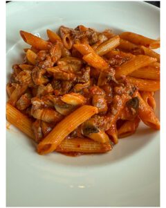 Penne with beef at Casa Nova in Belgrade
