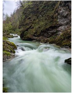The rushing waters of Vintgar Gorge Slovenia