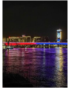 Sava Waterfront with Bridge View in Belgrade