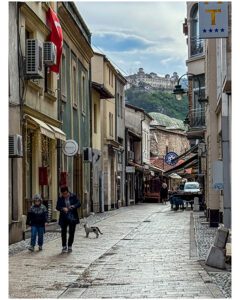 Street with Yellow Fortress view in Sarajevo