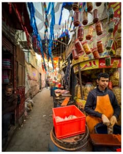A pickle vendor in the market.