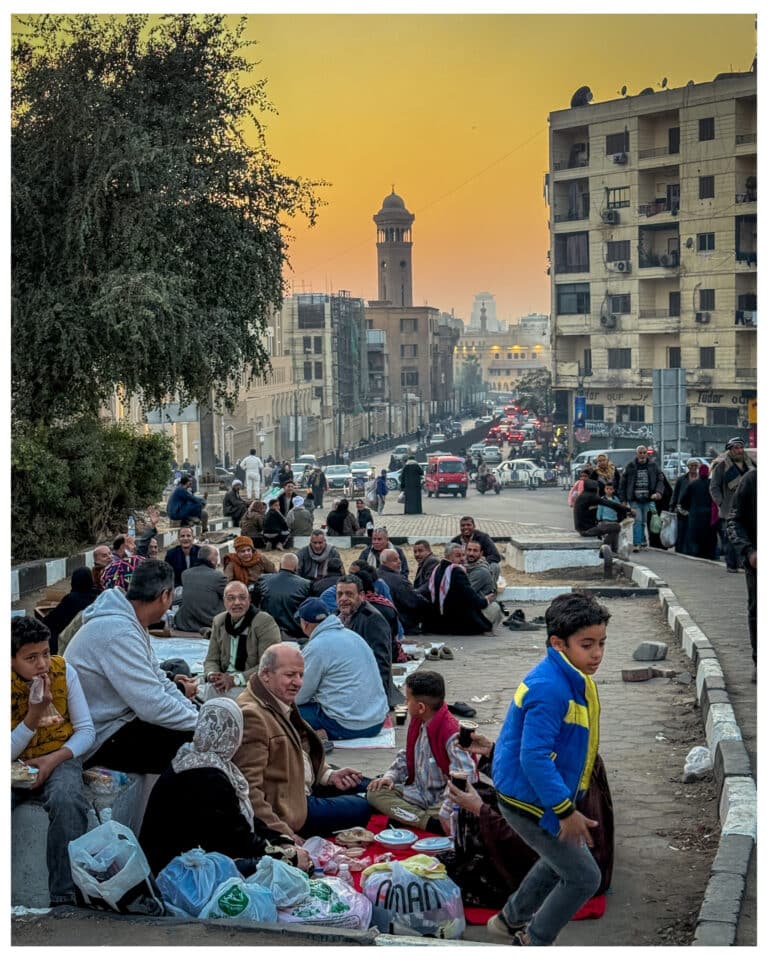 Families and friends gathering to break their fast.