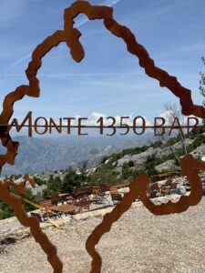 Monte 1350 Bar sign in the mountains of Montenegro.