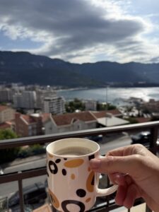 Coffee overlooking oldtown Budva